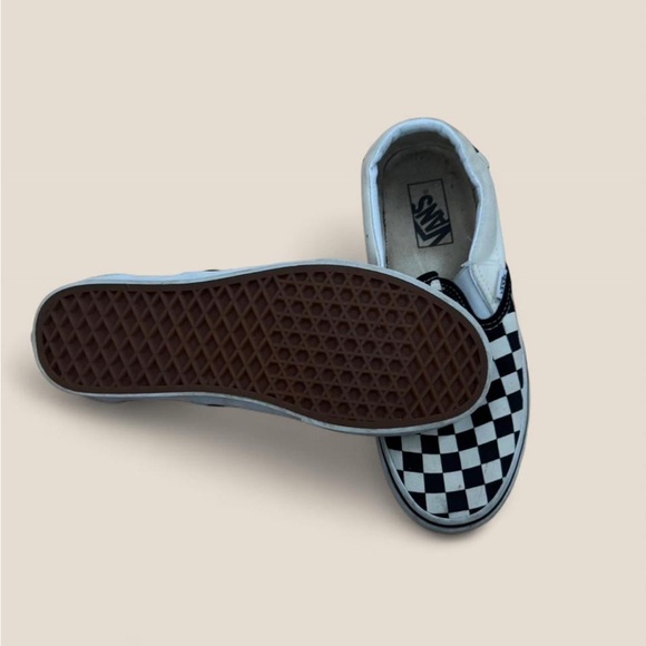 Vans Black and White Checkered Slip-On Sneakers - Picture 3 of 6
